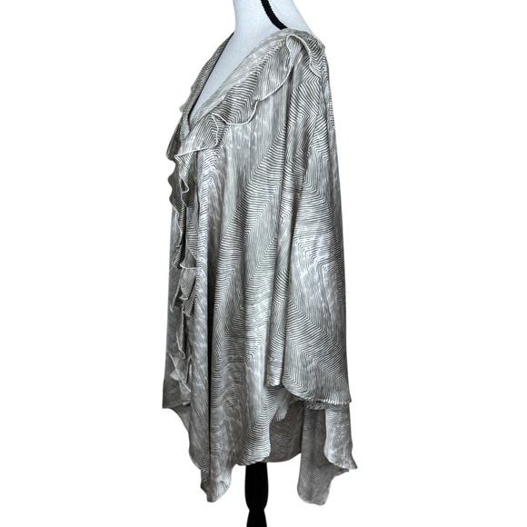 ALEXIS Womens Satin Ruffle V Neck Poncho Blouse Small Made in USA Romantic Boho - Picture 7 of 12